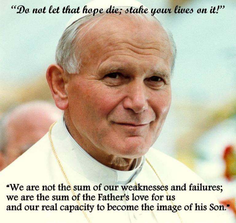 We are not the sum of our weaknesses and failures; we are the sum of the Father's love for us and our real capacity to become the image of his Son."