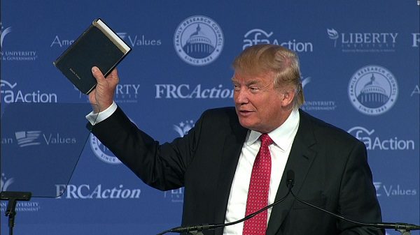 Trump With Bible. Courtesy CSPAN.