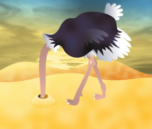 Cartoon of ostrich sticking head in the sand (Dawn Hudson/Public Domain Pictures) 