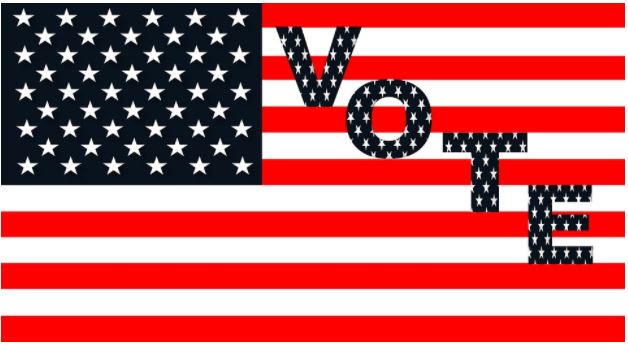 Caption: Image of US flag with “Vote” written on it (ZIPNON/Pixabay)