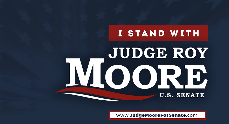 Image of supporting sign for Roy Moore’s senate campaign (Wikimedia commons)