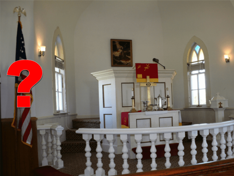 American flag in church