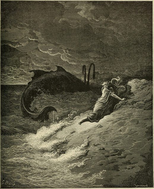 Jonah and the whale. "The Bible Panorama," 1891. No known copyright restrictions. https://www.flickr.com/photos/internetarchivebookimages/