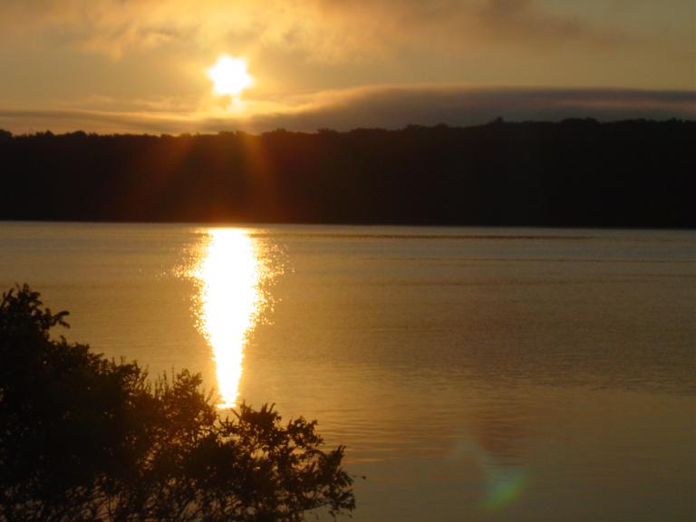 sunset on river