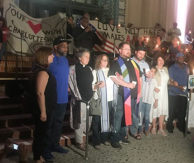 San Diego Vigil for Love & Brotherhood against hate, bigotry, and violence in Solidarity w Charlottesville, Va - Clergy. Photo by Michael Gomel. Some rights reserved. www.flickr.com