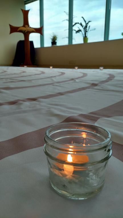 Candle and labyrinth. Photo credit: Leah D. Schade. All rights reserved.