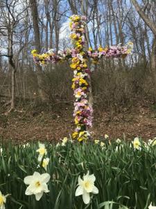 cross decorated in flowers