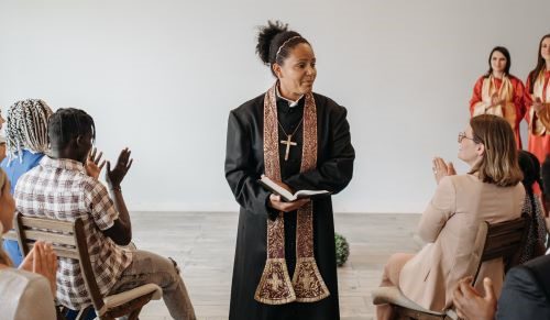 preacher, african american, female, congregation