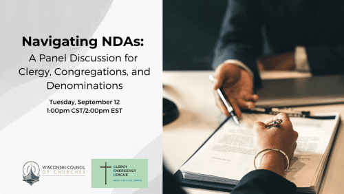 Navigating NDAs, Clergy Emergency League Panel Discussion flyer