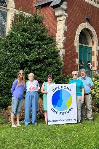 Midway Christian Church in Midway, Ky., displays its One Home One Future banner