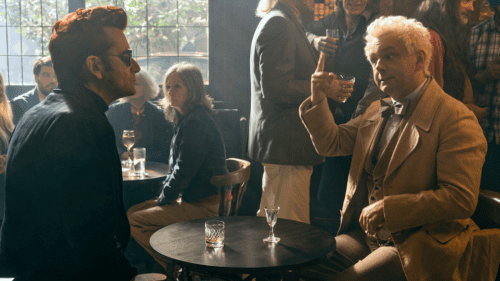 Aziraphale and Crowley in the bar