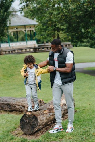 father and son in park