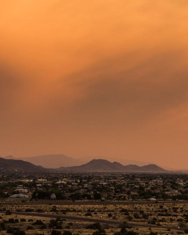Orange sky from wildfire in Arizona.