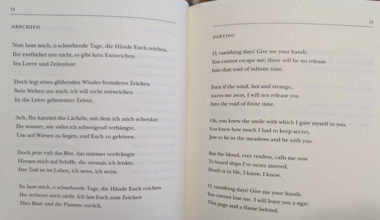 Abschied, "Parting" poem by Hannah Arendt, translated by Samantha Rose Hill with Genese Grill