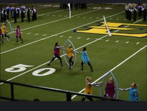 Sentience, Lafayette High School Marching Band, consuming and consumed by the eyes, 2025, photo courtesy of the Media Crew