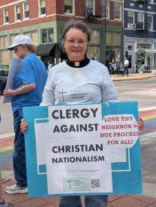Rev. Dr. Leah Schade, No Kings protest, Lexington, KY, April 19, 2025