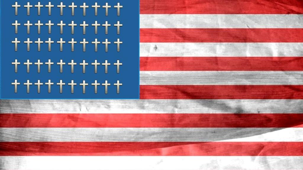 American flag with 50 crosses