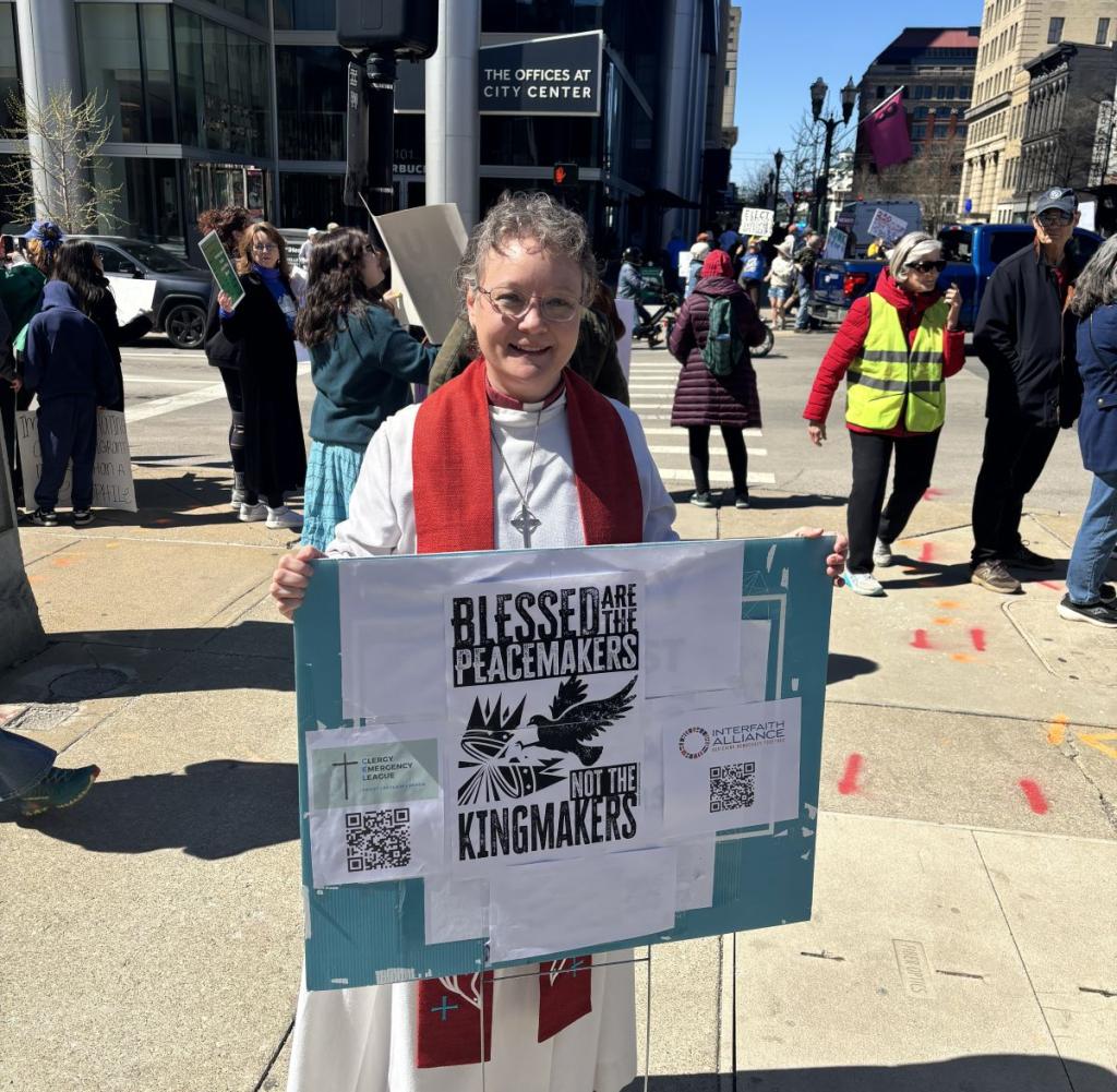 Rev. Dr. Leah Schade, No Kings protest, Lexington, KY, March 28, 2026