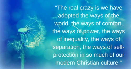 the real crazy is we have adopted the ways of the world, the ways of comfort, the ways of power, the ways of inequality, the ways of separation, the ways of self-protection in so much of our modern Christian culture.-2