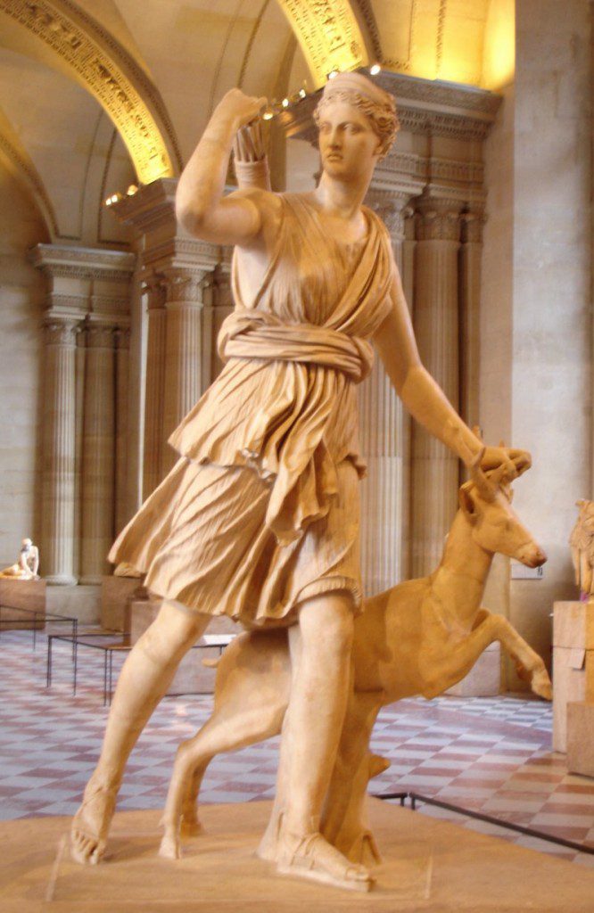 Artemis running with her hound