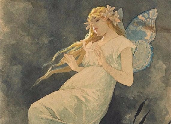 Fairy with Iris, Alphonze Mucha, Public Domain