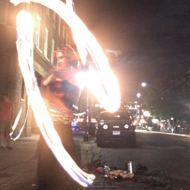 The author, fire dancing, October 2017. Photo by Timothy Krug. All rights reserved. 