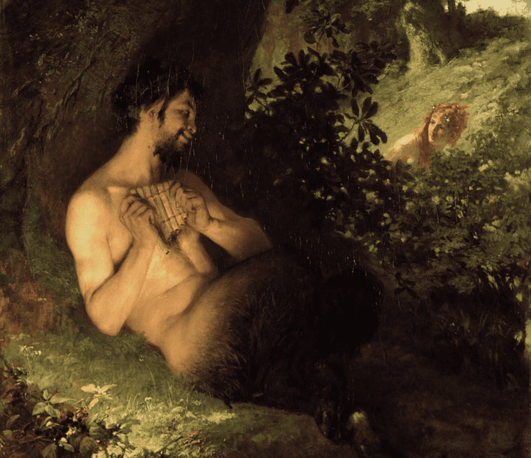 Pan-god-greek-pagan-hellenic-Faun-and-Nymph-Pal-Szinyei-Merse-1868-Public-Domain