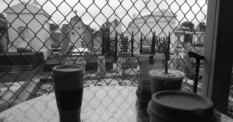Media vita in morte sumus. And we have coffee. (Sacred Grinds Coffee and St. Patrick's Cemetery, New Orleans, Louisiana)
