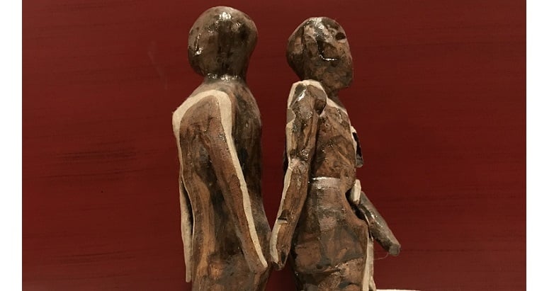 (Ceramic statue by the author's partner.)