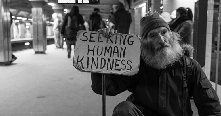 Seeking human kindness.