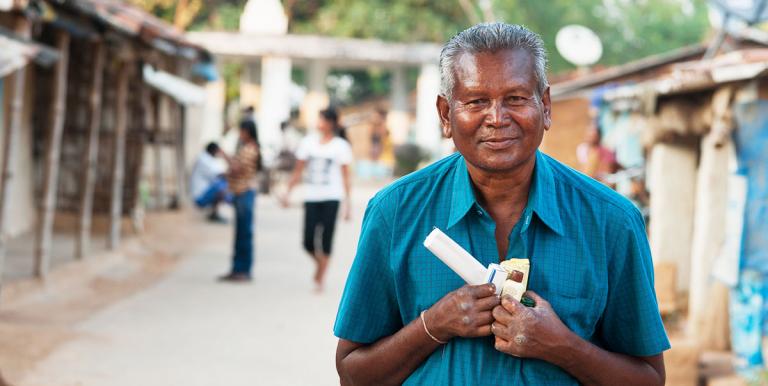 Many leprosy patients like Rushil make their living by begging, and they often can’t afford to buy certain medications that they need. Rushil (pictured) is very grateful for GFA-supported workers providing medicines for free. <a href="https://www.gfa.org/news/articles/gfa-world-counter-cultural-love/?motiv=WB85-PG11&cm_mmc=Patheos-_-OC-_-GFAPatheosBlog-_-Var" target="_blank" rel="noopener">Read more of Rushil’s story »</a>