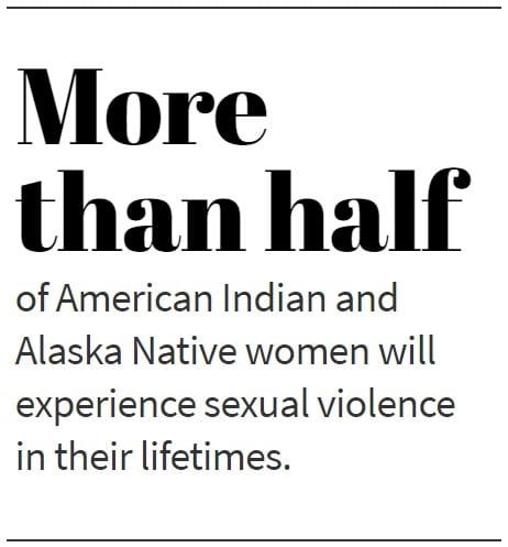 More than half of American Indian and Alaska Native women will experience sexual violence in their lifetimes.