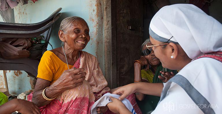 Gospel for Asia (GFA World) founded by Dr. K.P. Yohannan: Even amidst a very difficult life, leprosy patients like this woman are able to smile when they glimpse the love of their Maker. Today, you can help Gospel for Asia-supported workers demonstrate God’s deep love and care for more people afflicted with leprosy.