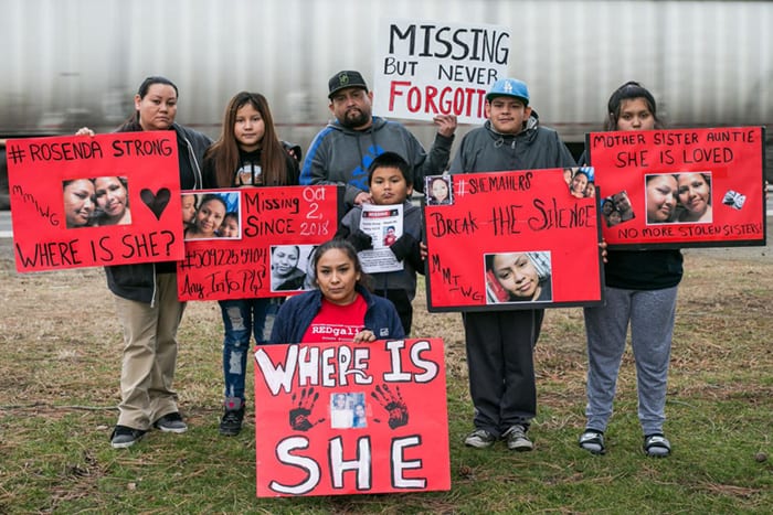 Rosenda Sophia Strong’s family pose for a portrait near Legends Casino off of Fort Road in Toppenish, Wash. on Thursday, Jan. 31, 2019. Sophia has been missing for four months and was last seen leaving the casino. Her sister, Cissy Strong-Reyes, and brother, Christopher Strong, are preparing a vigil for Rosenda set for February 16. Photo by Amanda Ray / Yakima Herald-Republic