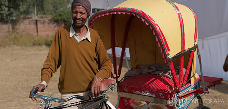 Gospel for Asia founded by Dr. K.P. Yohannan: The rickshaws given to this man and to Khadim bring smiles to their faces and remind them of God’s love and care for their families.