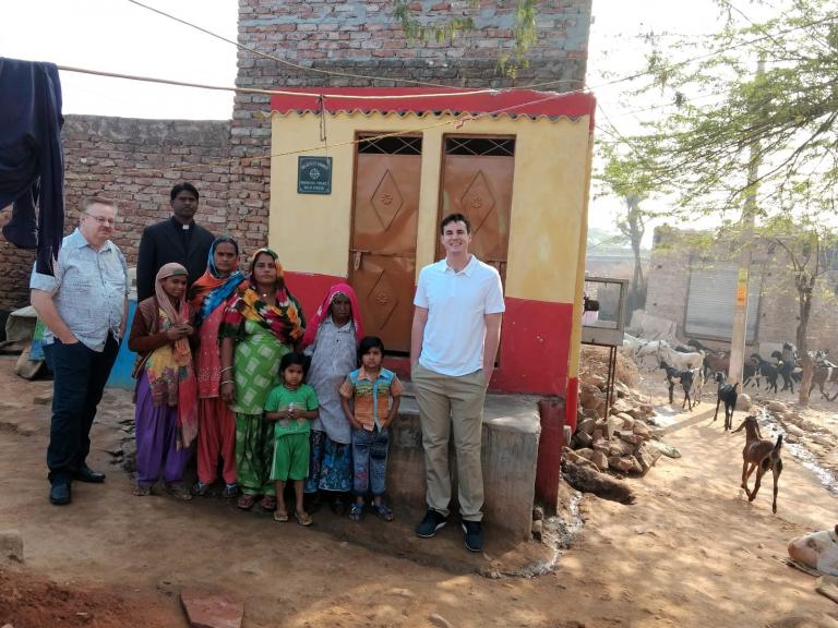 GFA World supporters visit outdoor toilet installed by Believers Eastern Church in South Asia