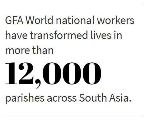GFA World national workers have transformed lives in more than 12,000 parishes across South Asia.