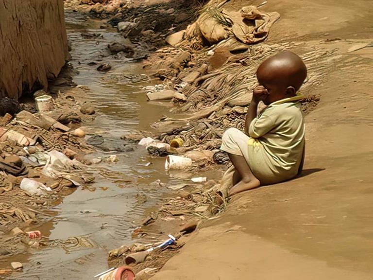 An abandoned child in the slums of Kamapala, Uganda