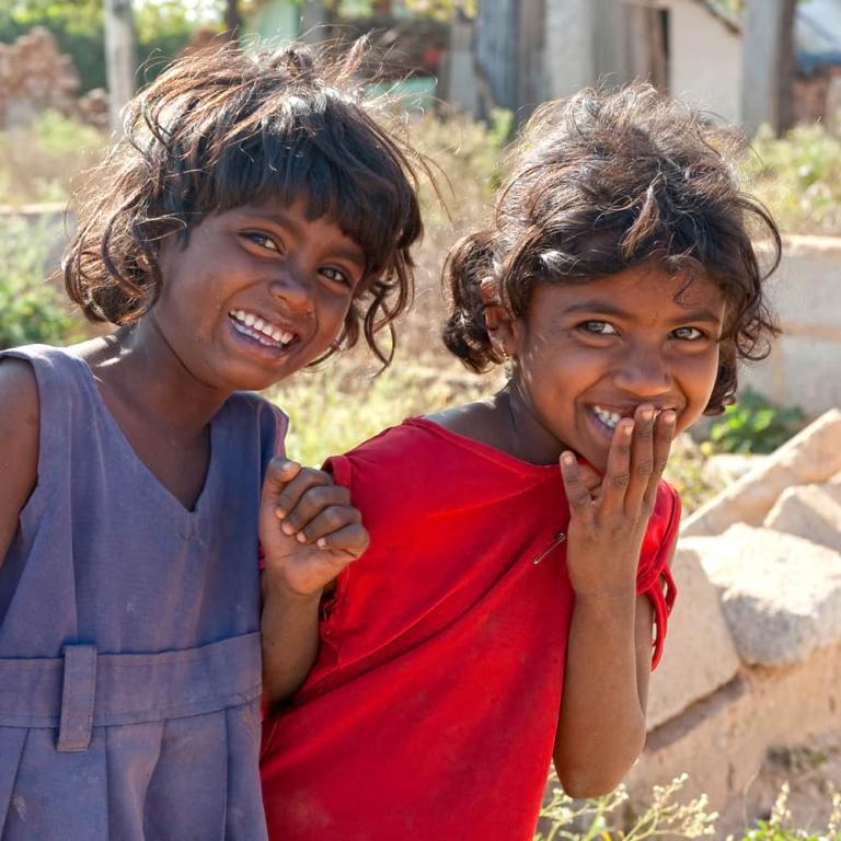 Impoverished children from Karnataka, India