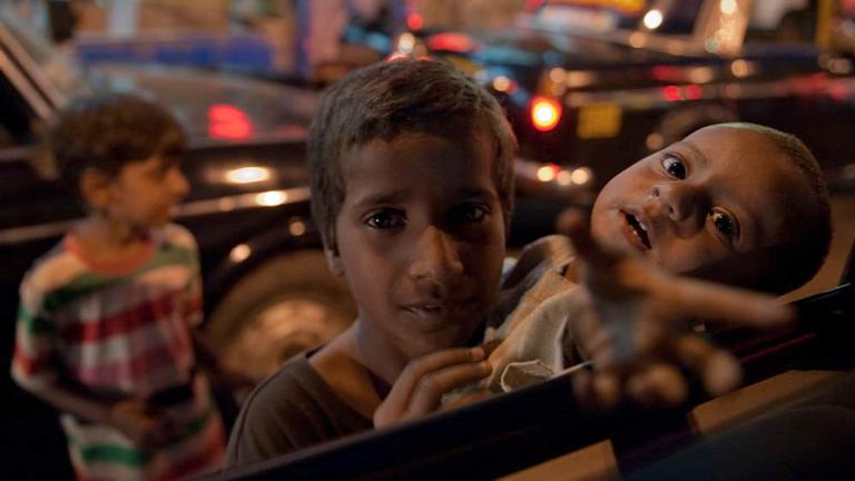 Street children begging on the streets of South Asia