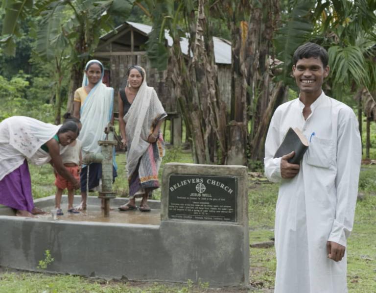 People in this village enjoy clean drinking water through this GFA World Jesus Well