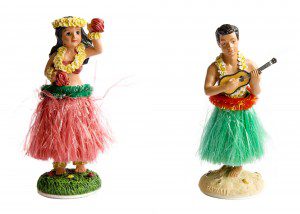 "Male and Female Hula Dancers"