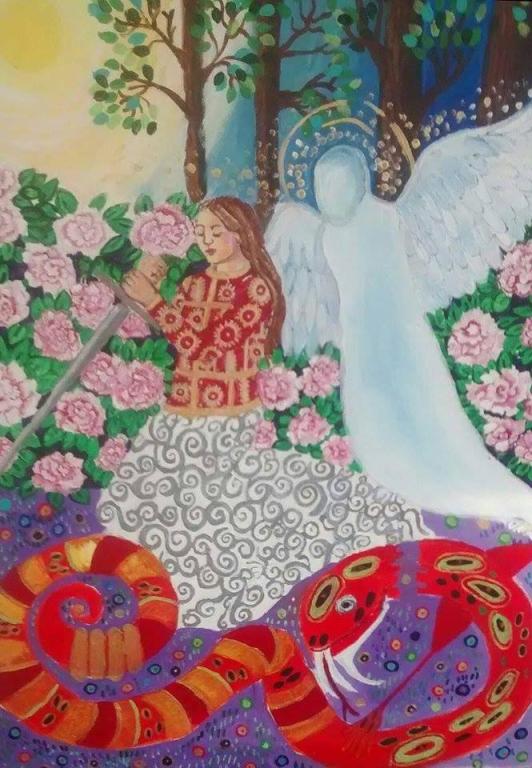 A painting by Stephenie Bushra Khan depicting her struggle with PTSD