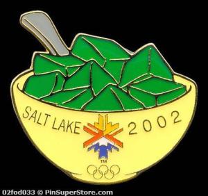 Green jello olympic pin
