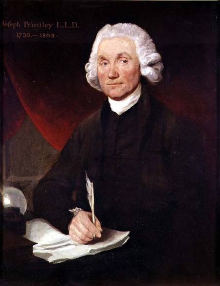 ZIN47085 Portrait of Joseph Priestley (1733-1804) by English School, (18th century) oil on canvas Dr Williams's Library, London English, out of copyright