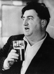 23rd June 1956: Irish playwright Brendan Behan (1923 - 1964) having a pint. (Photo by Keystone/Getty Images)