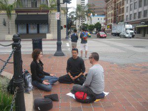 zazen on the sidewalk