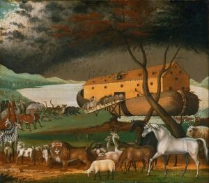 moving upheaval as animals board Noah's ark