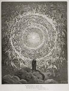 concourses of angels By Gustave Doré - Alighieri, Dante; [[w:Henry Francisigiigkv Cary|Cary, Henry Francis]] (ed) (1892) "Canto XXXI" in The Divine Comedy by Dante, Illustrated, Complete, London, Paris & Melbourne: Cassell & Company Retrieved on 13 July 2009., Public Domain, https://commons.wikimedia.org/w/index.php?curid=93403