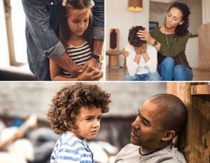 Picture of parents with upset children